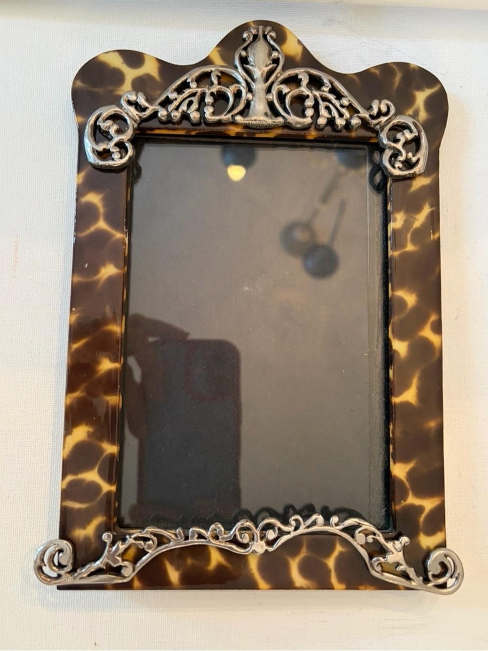 Handmade Designer Animal Print Brown and Silver or Silver plate Photo Frame.
